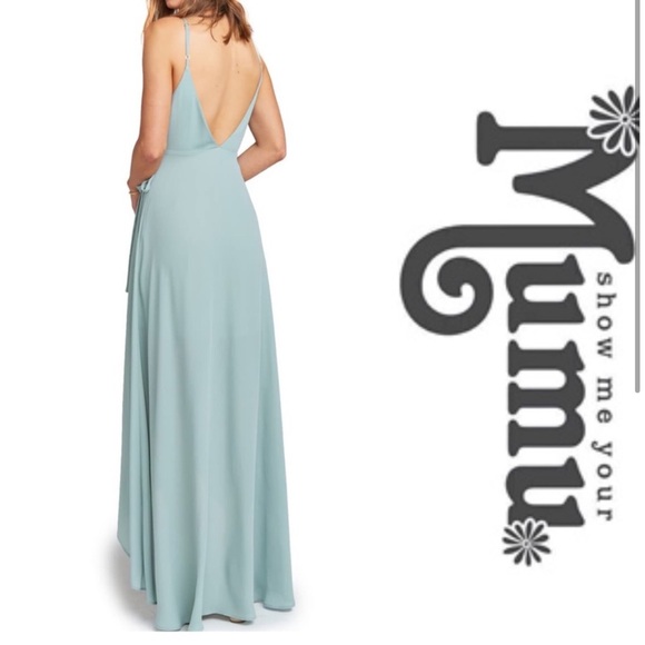 Show Me Your Mumu Mariah Wrap Maxi Dress Silver Sage Crisp - Picture 2 of 6